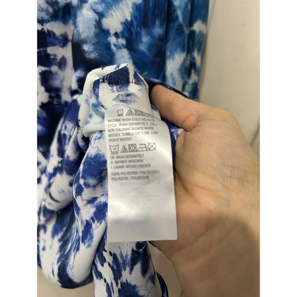 Belle by Kim Gravel Blue Tie Dye Kaftan Poncho Top XL V-Neck Kimono Sleeve XL - Picture 5 of 6